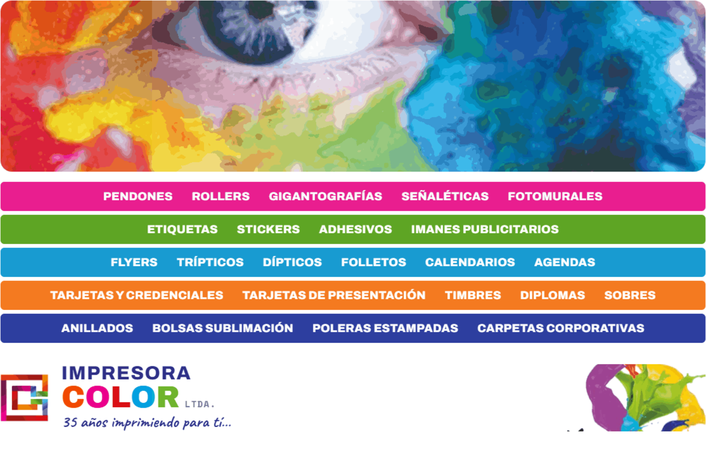 Servicios de Impresora Color Ltda en Chillán: pendones, etiquetas, stickers, flyers, tarjetas, credenciales y más