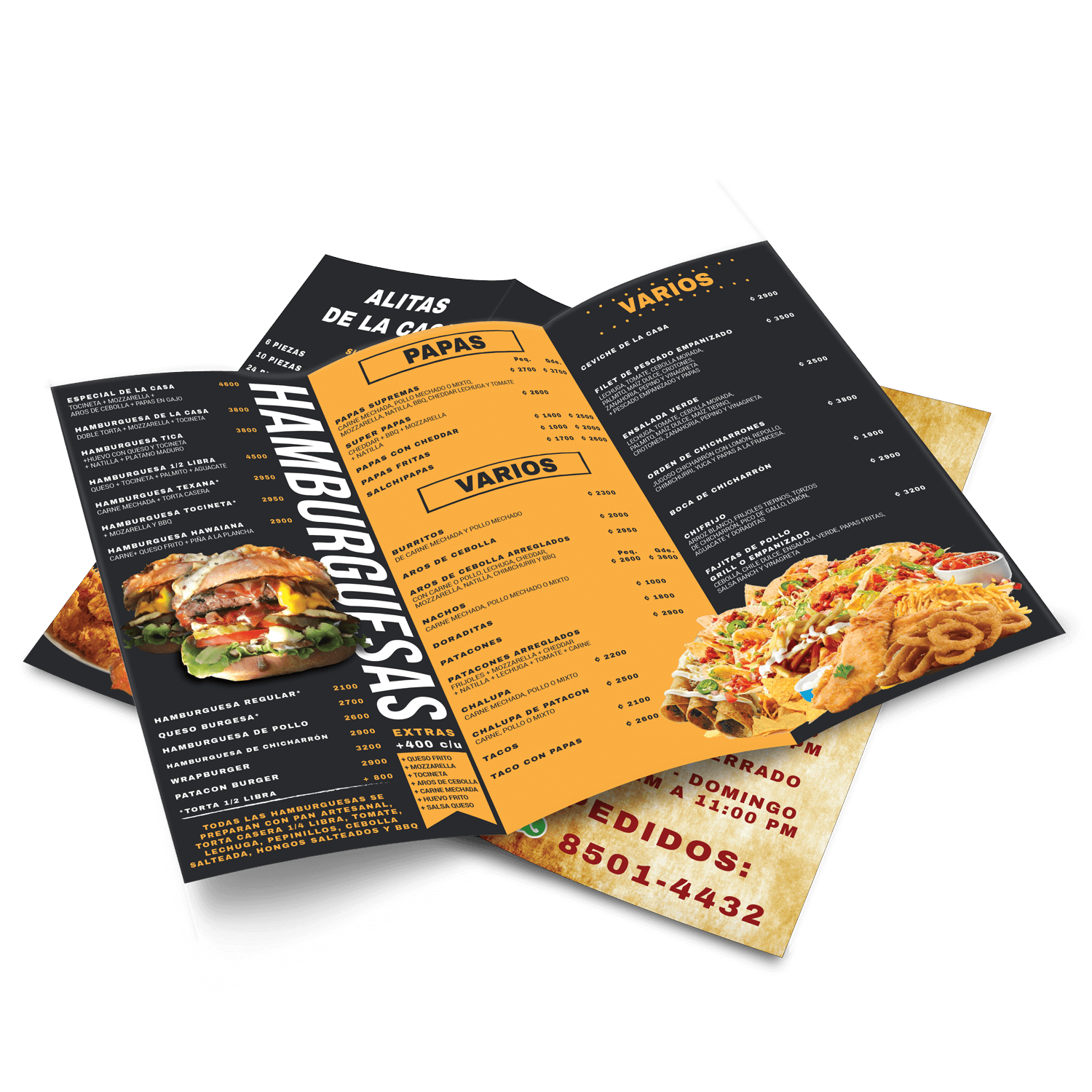 Menús impresos para restaurantes, cafeterías y locales gastronómicos