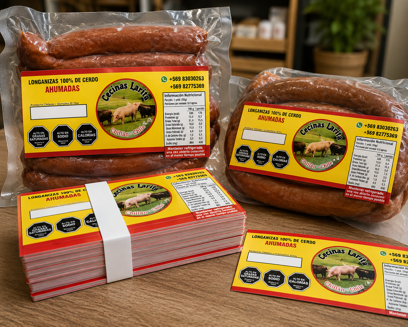 Etiquetas adhesivas para productos, cecinas, vinos y alimentos