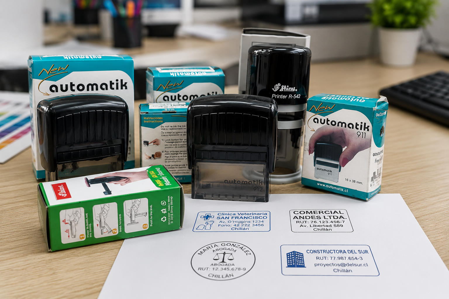 Timbres personalizados de caucho y automáticos para empresas y profesionales